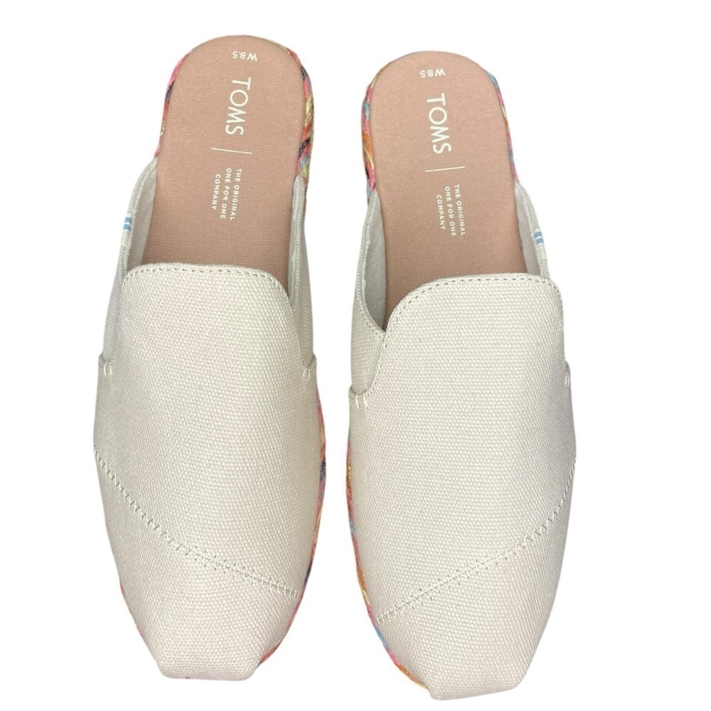 TOMS Womens Nova Natural Glitter Espadrille Mule Shoes Size 8.5 - Picture 2 of 7